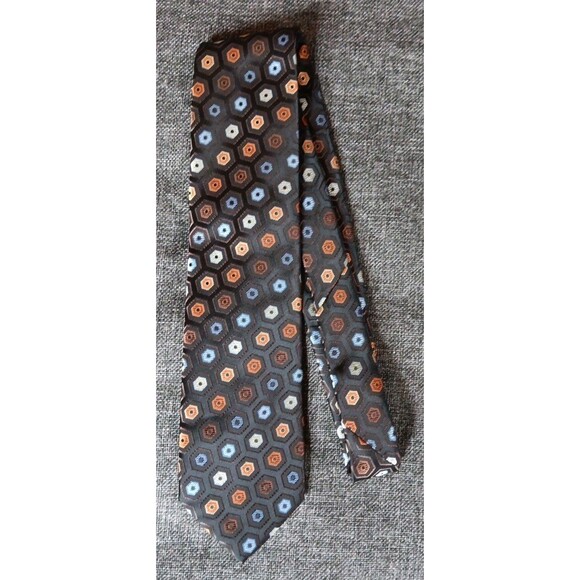 Covington Other - Tie 70s 80s 90s Y2K Mens Covington Brown Orange Blue Gold 3.5 Wide 57 Long